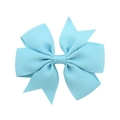 Macro detail of sky blue grosgrain ribbon bow hairpin with textured layered fabric design - Sky Blue (7)