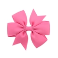 Bright pink grosgrain ribbon hair bow with fish tail design for girls - Bright Pink (13)