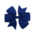 Dark blue multilayered grosgrain ribbon bow hair clip for children's styling - Navy Blue (1)