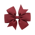 Classic burgundy grosgrain ribbon fish tail bow hair clip with textured fabric layers - Wine Red (33)
