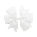 Close-up of white grosgrain ribbon fishtail hair bow clip for girls on white background - White (18)