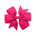 Vibrant rose red grosgrain ribbon bow hair clip with textured ribbed surface for children - Rose Red (14)