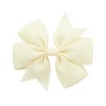 Close-up of a cream white grosgrain ribbon fishtail bow hair clip for girls - Cream White (21)