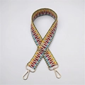 Adjustable ethnic woven shoulder strap with colorful geometric patterns and gold metal clips - Silver Clasp / Light Woven