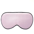 Light pink silk sleep eye mask with black trim for complete light blocking and comfort - Pearl Pink