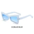 Hip hop style butterfly sunglasses with transparent blue frames and gradient blue lenses - Blue Frame / Blue Lens