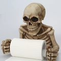 Retro resin skull toilet paper holder with vintage bone texture for gothic wall decor - Original Skull Color / Beige