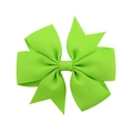 Neon green grosgrain ribbon bow hair clip for children with ribbed texture detail - Neon Green (20)