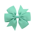 Mint green grosgrain ribbon fishtail bow hair clip with textured multi-layer fabric design - Mint Green (35)