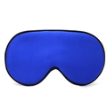 Blue silk sleep mask with black piping and ergonomic nose design for light blocking - Sapphire Blue