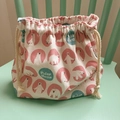 Détail du sac à lunch en toile avec motif ours polaire et cordon en coton épais - Ours polaire
