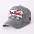 Close-up of vintage washed grey cotton baseball cap with American 49 embroidery - Adjustable / Light Gray