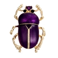 Spilla vintage a forma di scarabeo viola con placcatura dorata e strass brillanti - Coleottero Smaltato Viola