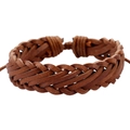 Pulsera ajustable de cuero trenzado marrón con diseño multicapa y estilo retro bohemio - Tostado
