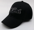 Detail of New York embroidery on black cotton baseball cap with twill texture - 56-58cm, Adjustable / Style #6-Black NEW YORK / Black