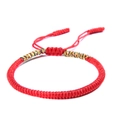 Detailed view of the red handmade braided bracelet with adjustable knot and color accents - Multicolor and Red