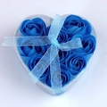 Blue soap rose heart-shaped gift box with elegant light blue ribbon for Valentine's Day - Blue