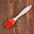 Silicone oil brush with red heat-resistant bristles and white handle for BBQ - Red