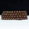 Golden Silk Sandalwood 108 beads multi-layer bracelet with natural wood grain - 10mm*108 Beads [Premium Straight Grain]
