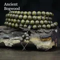 Authentic bogwood Buddhist prayer beads 108 pieces on natural weathered wood backdrop - 8mm Diameter-108 Beads / Premium Straight Grain (Bogwood)