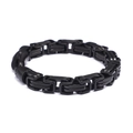 Bracciale da uomo in acciaio al titanio con finitura nera opaca e maglia bizantina - Nero