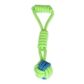 Detail of durable braided cotton rope dog toy with ball in green, white and blue - Green, White & Blue Mix No.4 (B10206)