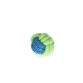 Detail van gevlochten katoenen touwbal voor honden in blauw en groen met witte stiksels - Groen Blauw Gevlochten Bal No.2
