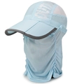 Light blue foldable outdoor sun hat with neck flap and reflective outdoor logo - Adjustable / Light Blue