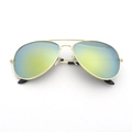 Classic aviator sunglasses with gold metal frame and yellow-green gradient lenses - Gold Frame Gold Mirror Lens
