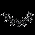 Detail of bridal hairband with white pearls and marquise-cut crystals on silver wire - 30cm / Silver