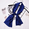 Solid navy blue long skinny scarf on a white hanger with elegant fashion accessories - Sapphire Blue