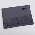 Classic grey cashmere-style scarf with elegant fringe trim and woven material label - Dark Gray / 68x200cm