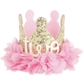 Detail der Krone mit rosa Netz und Goldglitzer zum 2. Geburtstag für Baby-Mädchen - 2Y / Gold