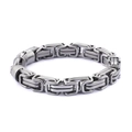 Industrial matte silver stainless steel byzantine chain bracelet for men in white background - Steel