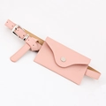 Pink PU leather mini belt bag for women with adjustable strap and metal buckle closure - Pink + Silver Buckle