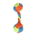 Durable cotton rope dog chew toy with blue red and green braided double knot ball design - B10206-Style 7 (Double Knot Ball)