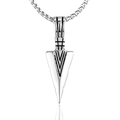 Vintage stainless steel arrow pendant necklace with silver box chain on white background - Silver Tone with Black Inlay Pendant Only (Without Chain)
