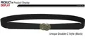 Detalle de cinturón elástico negro con hebilla metálica de doble anillo de bronce - Estilo Nudo Entrelazado (Negro)