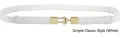 Detail of white thin elastic waist belt with gold interlocking buckle on white background - Simple Style (White)