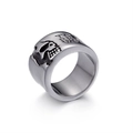 Gothic skull ring for men in silver titanium steel with vintage punk rock finish - US 10 / Steel Color (KR45958-K)