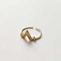 S925 sterling silver gold wavy geometric open ring with sparkling zircon stones - J732 Multi Triangle Ring / Gold