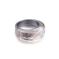 Minimalist stainless steel ring with half-wrapped geometric light pink resin crystal - US 7 / Orange (KR44976-K)