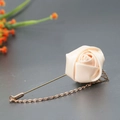 Elegant champagne satin rose brooch with gold chains and needle for suits and coats - Lotus Pink