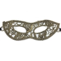 Elegante máscara de encaje dorado metalizado para Halloween y fiestas de disfraces - Cabeza Plana (JS-010)