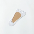 Minimalist white five-toe invisible liner socks with cotton texture for women - One Size / White
