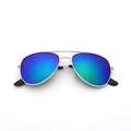 Klassieke zilveren pilotenzonnebril met blauw-groene gespiegelde verloopglazen - Volwassene / Zilveren Frame Groene Spiegel Lens