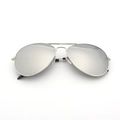 Classic silver metal aviator sunglasses with silver mirror lenses and double bridge - Silver Frame White Mirror Lens