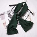 Elegant dark green silk satin skinny scarf on a hanger for women's fashion styling - Dark Green