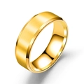 Men's 8mm gold brushed stainless steel ring with polished beveled edges and inner band - US 5 / Gold