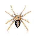 Spider brooch in gold metal with black abdomen and green crystal eyes jewelry - Black Belly Spider (C102-A) / Black